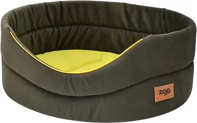 ZOOexpress лежанка овальная для собак и кошек "Ампир", мебельная ткань (оливковый/зеленый)