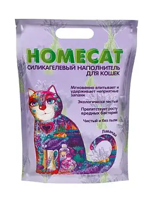 Homecat силикагелевый наполнитель для кошек с ароматом лаванды