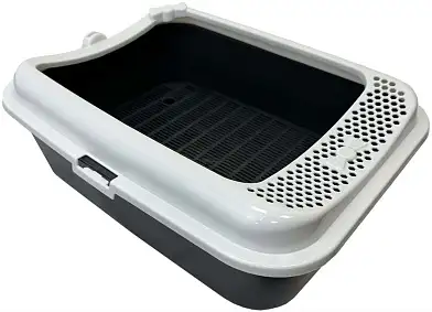 НОМЕСАТ Бюджет туалет для кошек с бортиком и сеткой серо-белый
